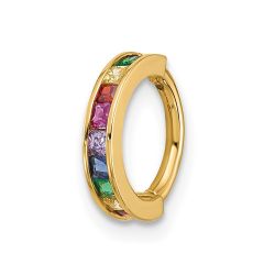 Viora 14k 16 Gauge Polished Rainbow CZ Hinged Cartilage Ring