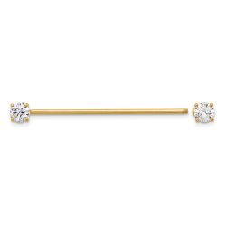 Solenne 14k 16 Gauge Polished 3mm CZ Industrial Body Jewelry