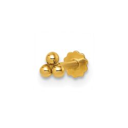 Solenne 14K Polished Triple Ball 16 Gauge Labret Stud