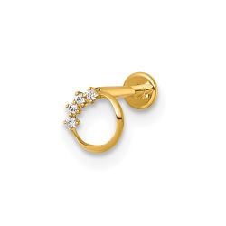 Vesper 14k 18 Gauge Polished CZ Open Circle Labret Stud