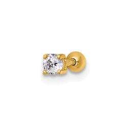 Nocturne 14k 18 Gauge Polished 3.0mm Round CZ Labret Stud