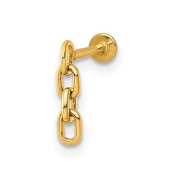 Zevora 14k 18 Gauge Polished Dangling Cable Link Chain Labret Stud