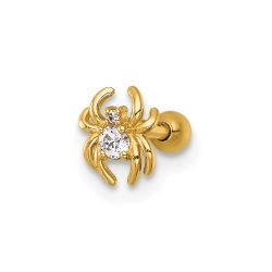 Marin 14k 16 Gauge Polished CZ Spider Labret Stud