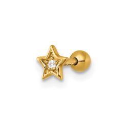 Lumine 14k 18 Gauge Polished CZ Star Labret Stud