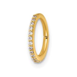 Zevora 14k 16 Gauge Polished CZ 9.0mm Hinged Cartilage Ring