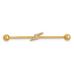 Novelle 14k 16 Gauge Polished CZ Lightning Bolt Industrial Bar