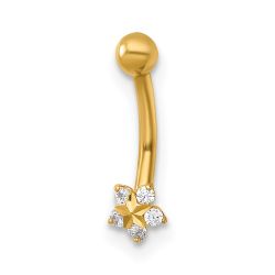 Marin 14k 16 Gauge Polished and Diamond-cut CZ Flower Eyebrow Ring