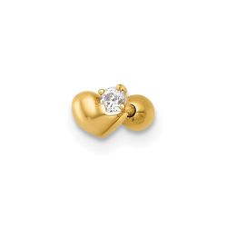 Novelle 14k 18 Gauge Polished CZ Heart Labret Stud