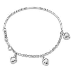 Giggles Drift 14k White Gold Polished Dangle Heart Baby Bracelet