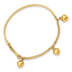 Star Puff 14k Polished Dangle Heart Baby Bracelet