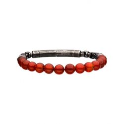 8mm Red Agate Beads and Box Chain Bracelet