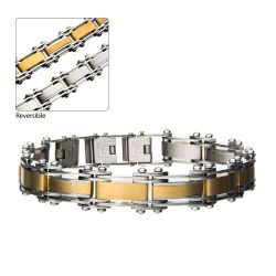 Steel and Gold Plated Reversible Bracelet