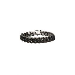 Stainless Steel Matte/ Antiqued & Black Plated Reversible Big Curb Chain Colossi Bracelet