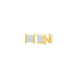 10kt Yellow Gold Square Diamond Earrings