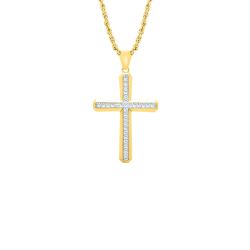 14kt Yellow Gold and Diamond Cross Pendant