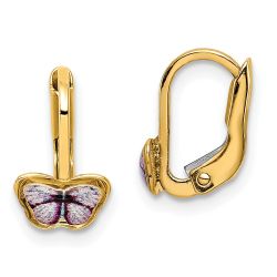 Cocoa Nest 14K Children's Enamel Butterfly Hoop Earrings