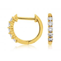 14k Yellow Gold .25ctw Round Diamond Huggie Earrings