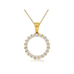 14k Yellow Gold .25ctw Diamond Circle Necklace