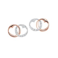 10KT Pink Gold & Diamond Earringt  - 1/5 ctw