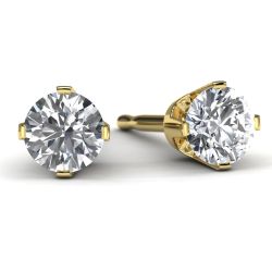 Yellow Gold 1/3 TDW Diamond Solitaire Earrings Front View
