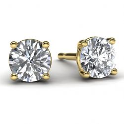 Yellow Gold 1/2 TDW Diamond Solitaire Earrings Front View