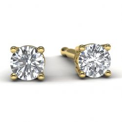 Yellow Gold .10 CTW Diamond Solitaire Earrings Front View