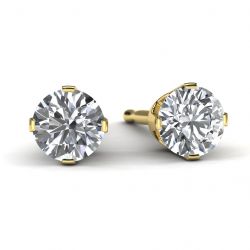14k Yellow Gold Diamond Solitaire Earrings Front View