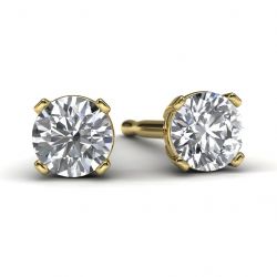 Yellow Gold 1/4 TDW Diamond Solitaire Earrings Front View