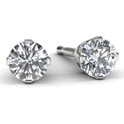 14k White Gold 1/4 TDW Diamond Solitaire Earrings Front View
