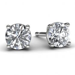 White Gold 1/2 TDW Diamond Solitaire Earrings Front View