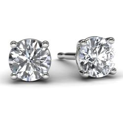 White Gold 1/2 TDW Diamond Solitaire Earrings Front View