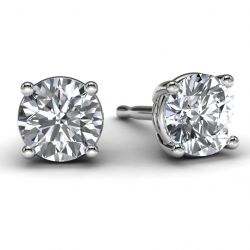 White Gold 3/4 TDW Diamond Solitaire Earrings Front View