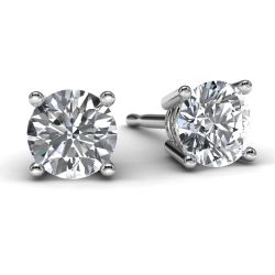 White Gold 3/4 TDW Diamond Solitaire Earrings Front
