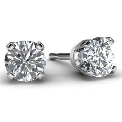 White Gold 1/2 TDW Diamond Solitaire Earrings Front View
