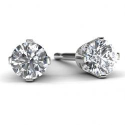 White Gold 1/3 TDW Solitaire Diamond Earrings Front View
