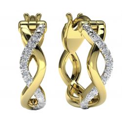 10k Yellow Gold Diamond Hoop Earrings