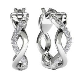 10k White Gold Diamond Hoop Earrings