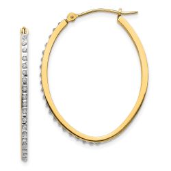Aurum 14k Diamond Fascination Oval Hinged Hoop Earrings