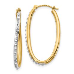 Seraphine 14k Diamond Fascination Oval Twist Hoop Earrings