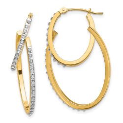 Arden 14k Diamond Fascination Hinged Double Hoop Earrings