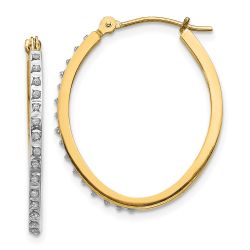 Zephira 14k Diamond Fascination Oval Hinged Hoop Earrings