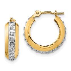 Celestine 14kDiamond Fascination Round Huggy Hinged Hoop Earrings