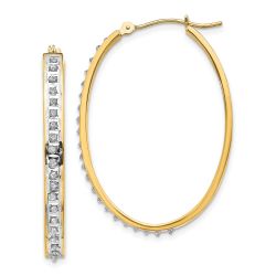 Zephira 14k Diamond Fascination Oval Hinged Hoop Earrings