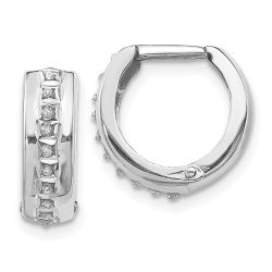 Celestine 14k White Gold Diamond Fascination Round Huggy Hoop Earrings
