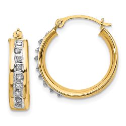 Eros 14k Diamond Fascination Round Hoop Earrings