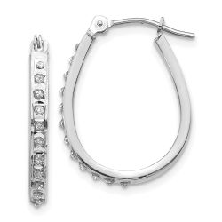 Elysian 14k White Diamond Fascination Oval Hinged Hoop Earrings