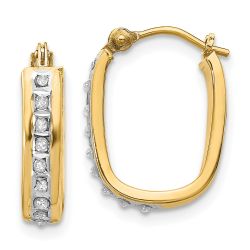 Eros 14k Diamond Fascination Squared Hinged Hoop Earrings