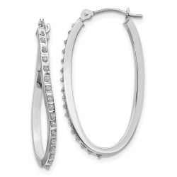 Aurum 14k White Gold Diamond Fascination Twist Hinged Hoop Earrings