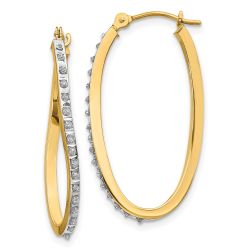 Arden 14k Diamond Fascination Twist Hinged Hoop Earrings