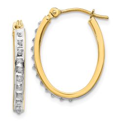 Seraphine 14k Diamond Fascination Oval Hinged Hoop Earrings